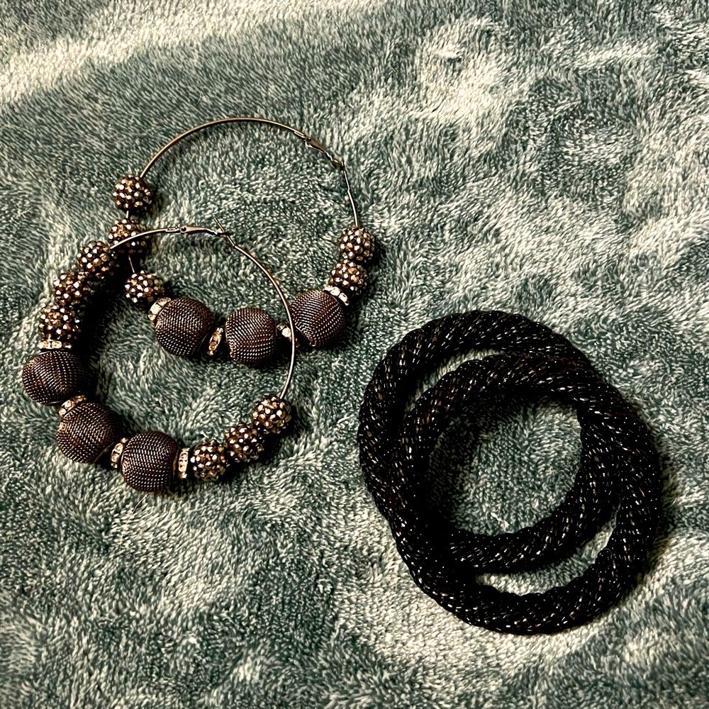 Earrings and bangle bracelets